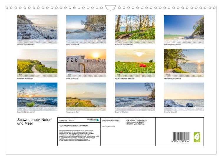 Produktbild: Schwedeneck Natur und Meer (Wandkalender 2026 DIN A3 quer), CALVENDO Monatskalender