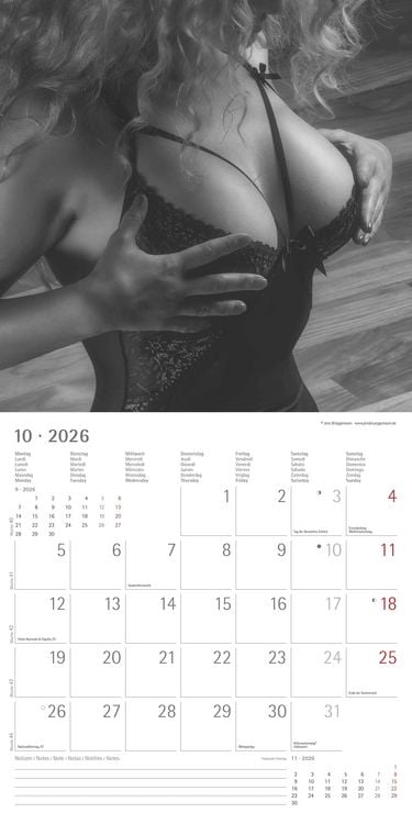Produktbild: Feminine 2026 - Broschürenkalender 30x30 cm (30x60 geöffnet) - Kalender mit Platz für Notizen - Feminin - Bildkalender - Wandplaner - Erotikkalender