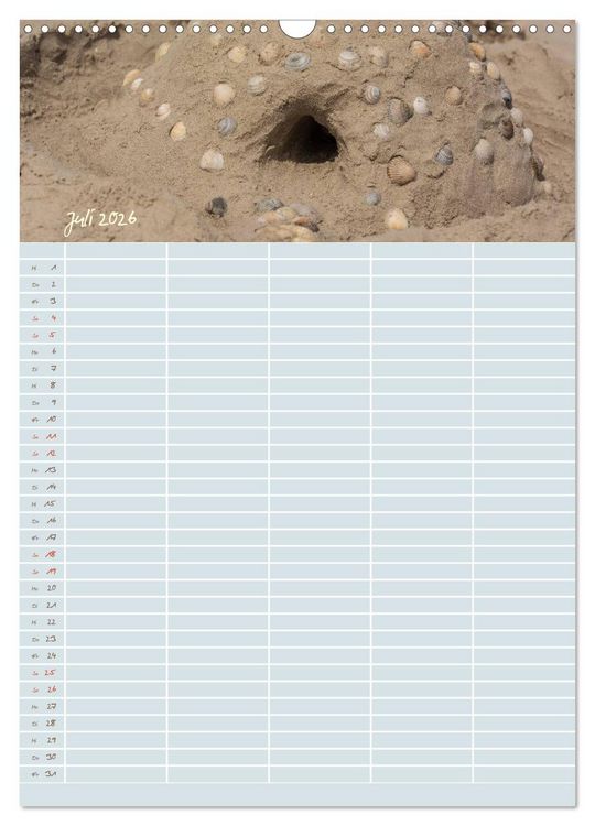 Produktbild: Kleine Sand-Sch&ouml;nheiten / Familienplaner (Wandkalender 2026 DIN A3 hoch), CALVENDO Monatskalender