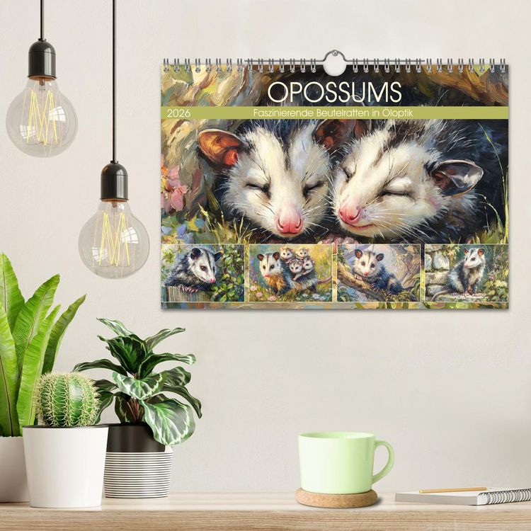 Produktbild: Opossums. Faszinierende Beutelratten in &Ouml;loptik (Wandkalender 2026 DIN A4 quer), CALVENDO Monatskalender