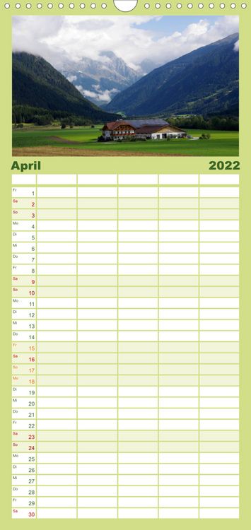 Produktbild: Familienplaner S&uuml;dtirol 2022 (Wandkalender 2022 , 21 cm x 45 cm, hoch)