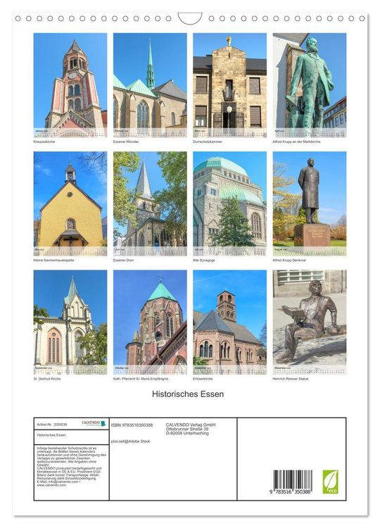 Produktbild: Historisches Essen (Wandkalender 2026 DIN A3 hoch), CALVENDO Monatskalender