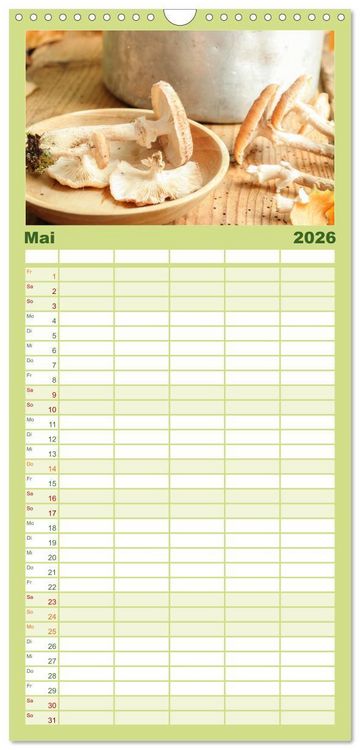Produktbild: Familienplaner 2026 - K&ouml;stliche Waldpilze mit 5 Spalten (Wandkalender, 21 x 45 cm) CALVENDO