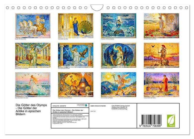 Produktbild: Die G&ouml;tter des Olymps - Die G&ouml;tter der Antike in epischen Bildern (Wandkalender 2027 DIN A4 quer), CALVENDO Monatskalender