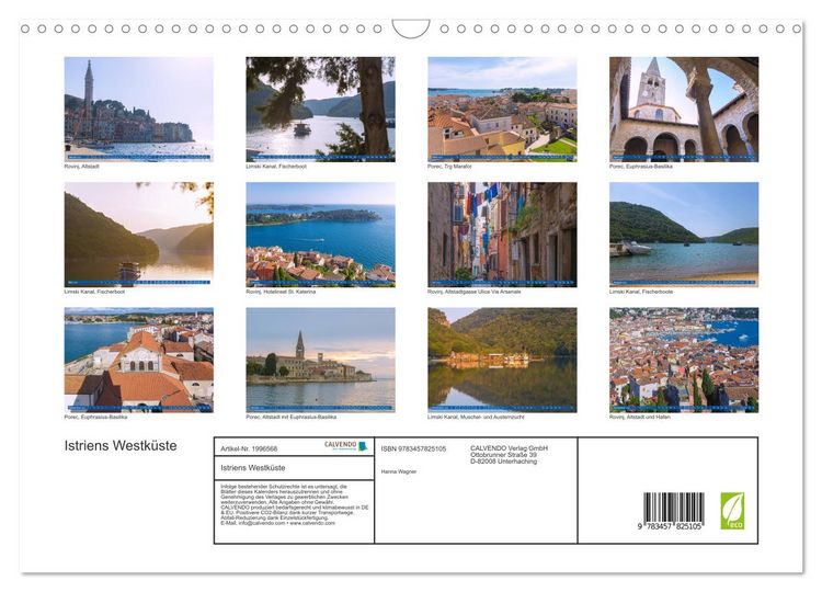 Produktbild: Istriens Westk&uuml;ste (Wandkalender 2026 DIN A3 quer), CALVENDO Monatskalender