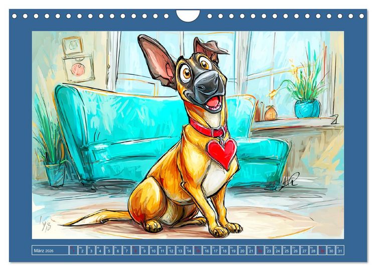 Produktbild: Malinois Fun. Lustige Cartoons vom Diensthund des Jahres! (Wandkalender 2026 DIN A4 quer), CALVENDO Monatskalender