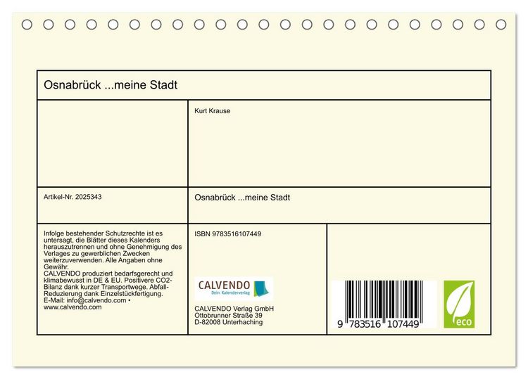 Produktbild: Osnabr&uuml;ck ...meine Stadt (Tischkalender 2026 DIN A5 quer), CALVENDO Monatskalender