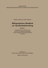 Produktbild: Bibliographisches Handbuch zur Sprachinhaltsforschung
