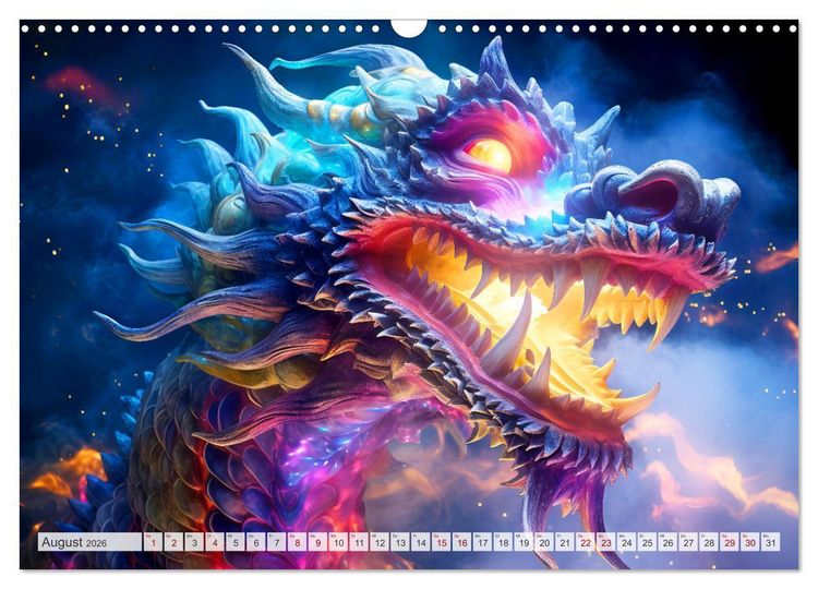 Produktbild: Jahr des Drachen - Im Stil des chinesischen Tierkreiszeichens (Wandkalender 2026 DIN A3 quer), CALVENDO Monatskalender