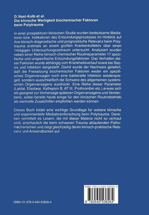 Produktbild: Die klinische Wertigkeit biochemischer Faktoren beim Polytrauma