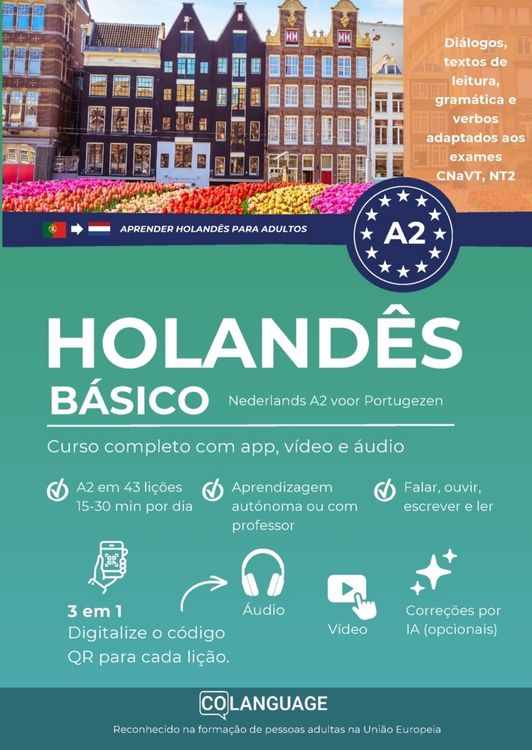 Produktbild: Aprender holand&ecirc;s A2 b&aacute;sico. Curso completo com app, v&iacute;deo e &aacute;udio (Nederlands leren voor Portugezen)