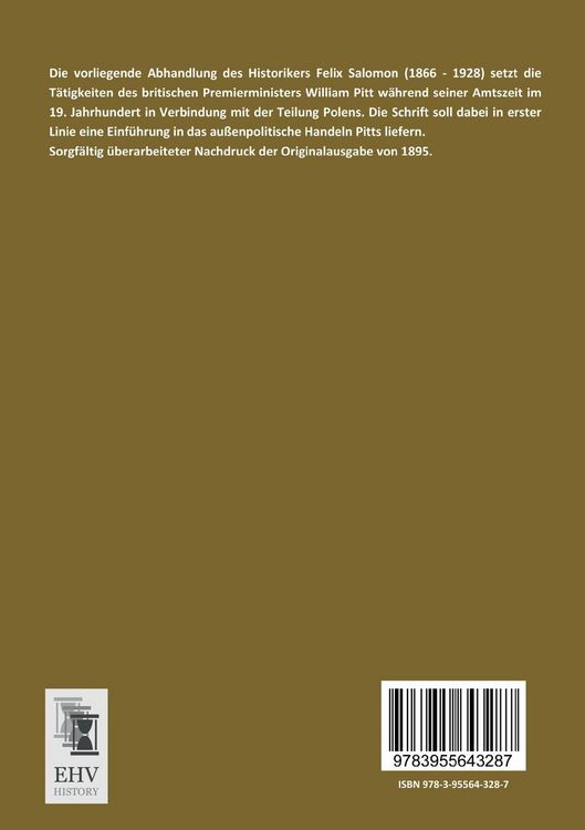 Produktbild: Das politische System des j&uuml;ngeren Pitt und die zweite Teilung Polens