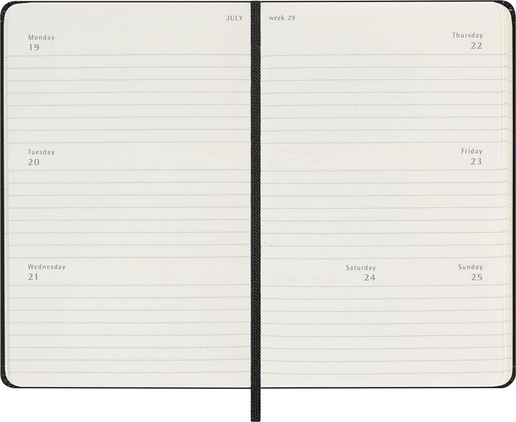 Produktbild: Moleskine 12 Monate Wochenkalender 2027, Pocket/A6, 1 Wo = 2 Seiten, horizontal, fester Einband, Schwarz