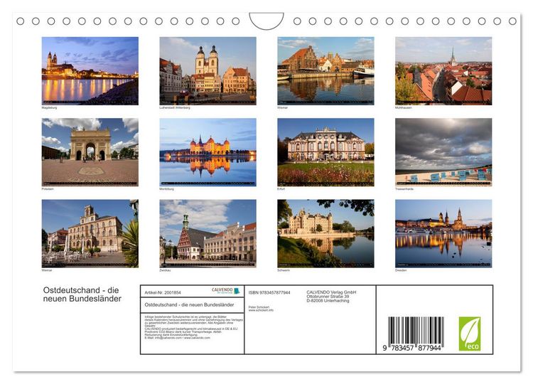 Produktbild: Ostdeutschand - die neuen Bundesl&auml;nder (Wandkalender 2026 DIN A4 quer), CALVENDO Monatskalender