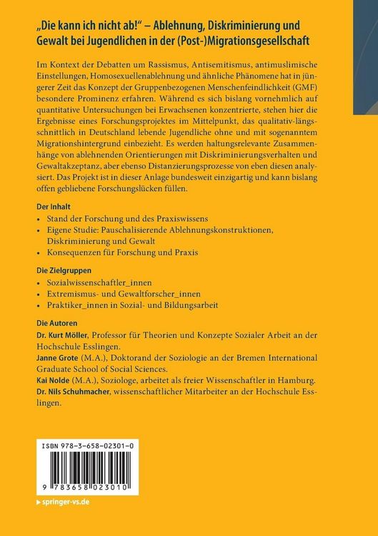 Produktbild: "Die kann ich nicht ab!" - Ablehnung, Diskriminierung und Gewalt bei Jugendlichen in der (Post-) Migrationsgesellschaft