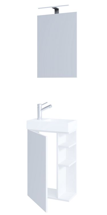 Produktbild: 2-tlg G&auml;ste WC Badm&ouml;bel Waschtisch Lumia Spiegel