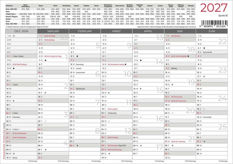 Produktbild: Tafelkalender A5 beidseitig 2027