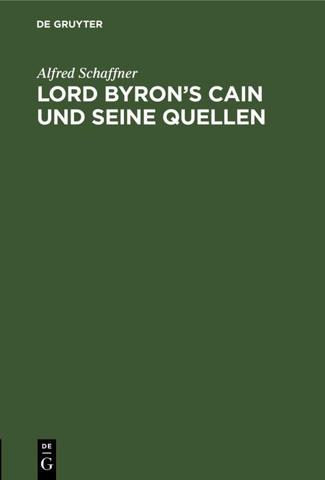 Produktbild: Lord Byron's Cain und seine Quellen