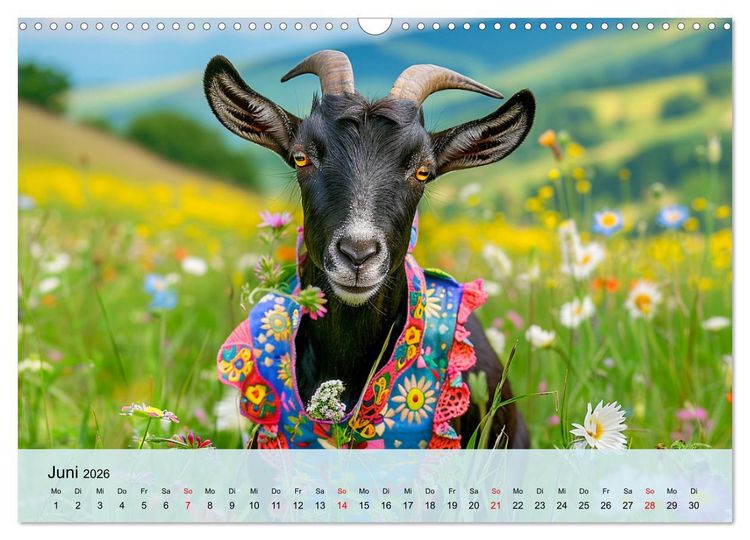 Produktbild: Ziegen im Modezauber. Ein alpiner Fashion-Marathon (Wandkalender 2026 DIN A3 quer), CALVENDO Monatskalender