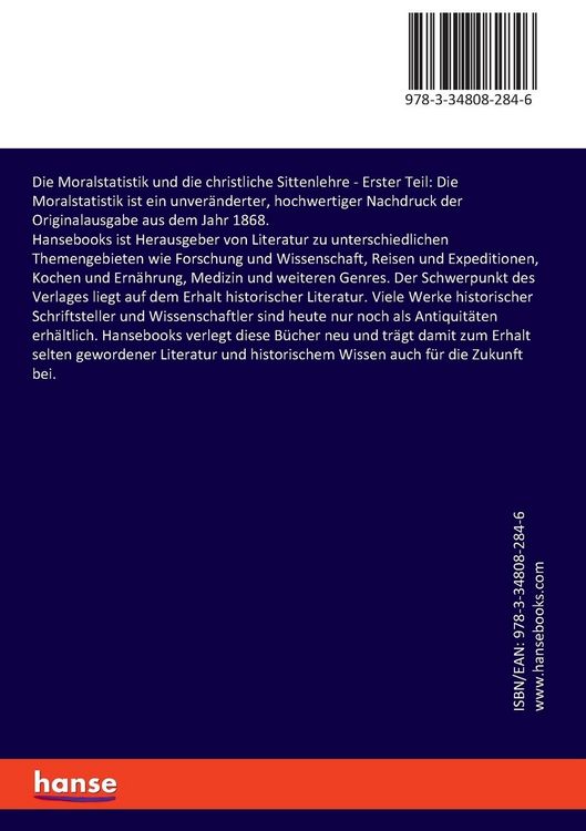 Produktbild: Die Moralstatistik und die christliche Sittenlehre