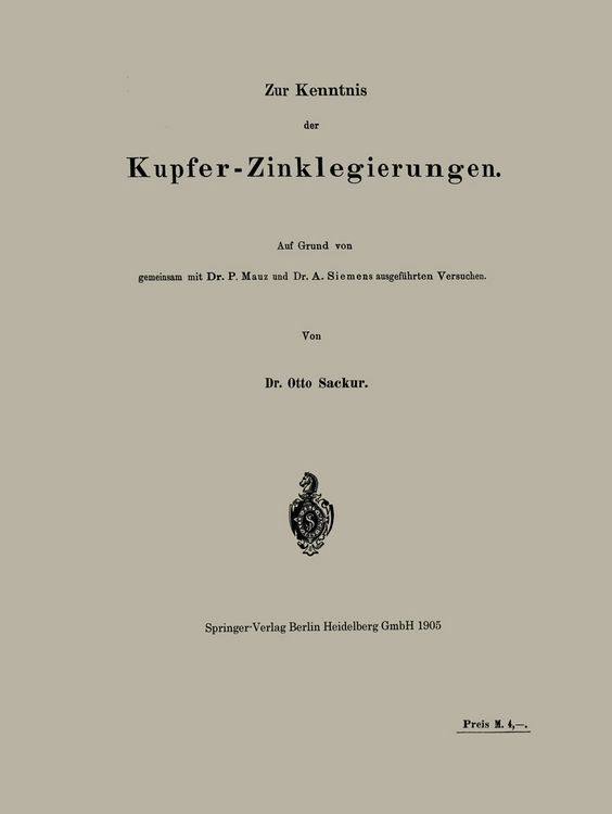 Produktbild: Zur Kenntnis der Kupfer-Zinklegierungen