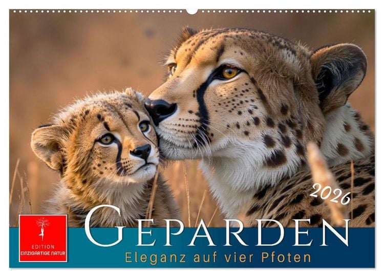Produktbild: Geparden - Eleganz auf vier Pfoten (Wandkalender 2026 DIN A2 quer), CALVENDO Monatskalender
