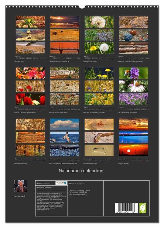 Produktbild: Naturfarben entdecken (hochwertiger Premium Wandkalender 2026 DIN A2 hoch), Kunstdruck in Hochglanz
