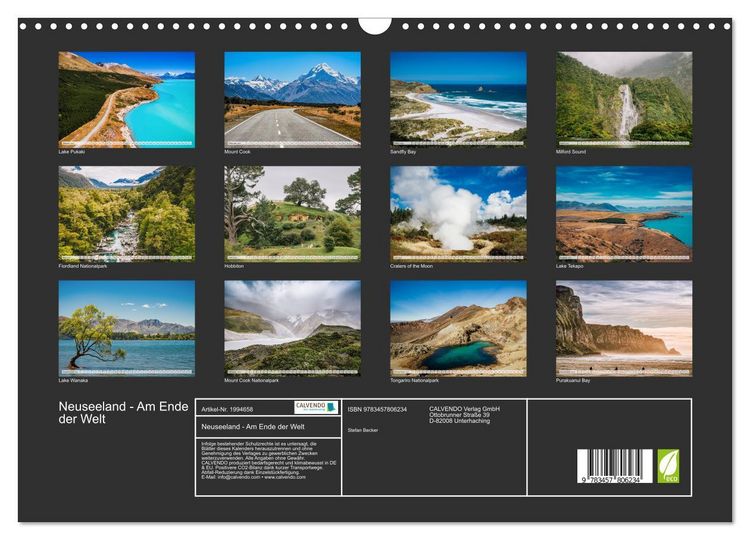 Produktbild: Neuseeland - Am Ende der Welt (Wandkalender 2026 DIN A3 quer), CALVENDO Monatskalender