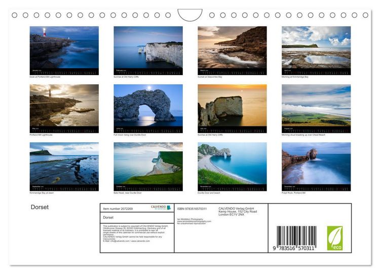 Produktbild: Dorset (Wall Calendar 2026 DIN A4 landscape), CALVENDO 12 Month Wall Calendar