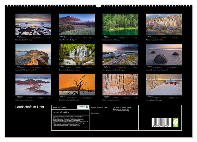 Produktbild: Landschaft im Licht (hochwertiger Premium Wandkalender 2026 DIN A2 quer), Kunstdruck in Hochglanz