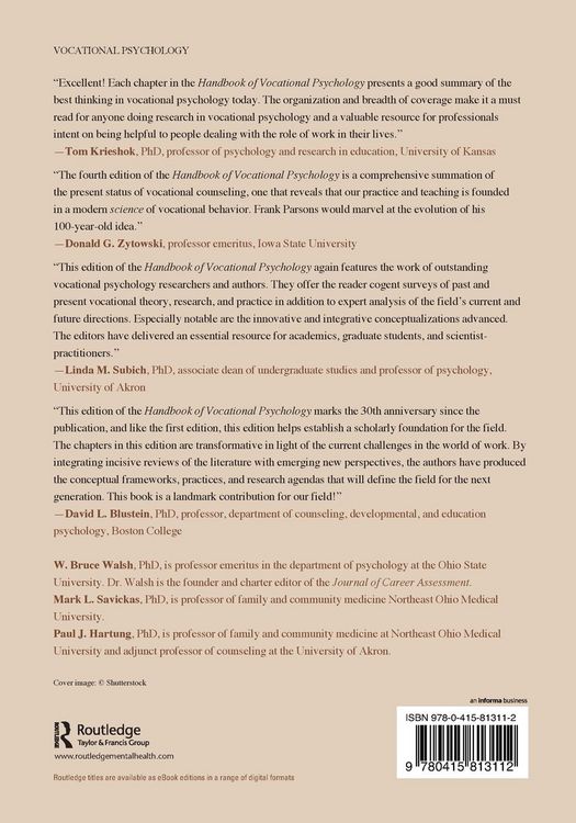 Produktbild: Handbook of Vocational Psychology