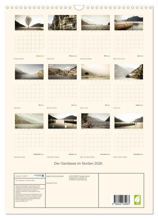 Produktbild: Der Gardasee im Norden 2026 (Wandkalender 2026 DIN A3 hoch), CALVENDO Monatskalender