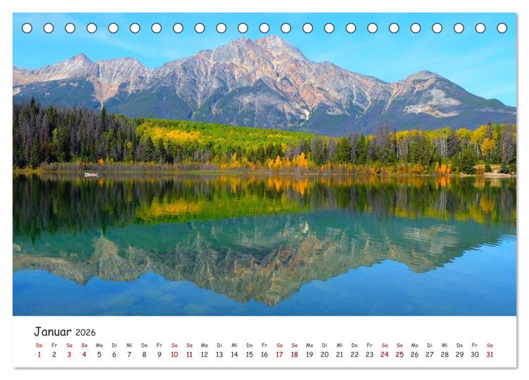 Produktbild: Kanadas Rocky Mountains: Zwischen Gipfeln & glasklaren Seen (Tischkalender 2026 DIN A5 quer), CALVENDO Monatskalender