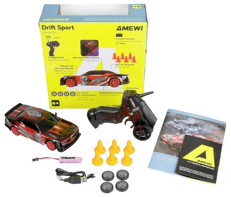 Produktbild: Amewi RC-Modell Rot 1:24 RC Modellauto Elektro