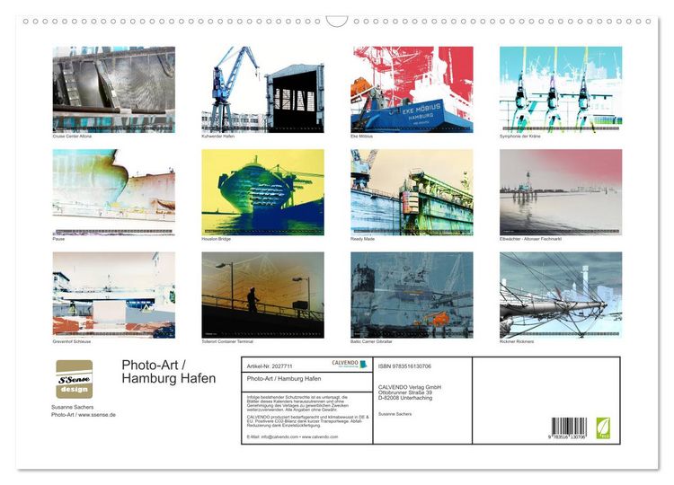 Produktbild: Photo-Art / Hamburg Hafen (Wandkalender 2026 DIN A2 quer), CALVENDO Monatskalender