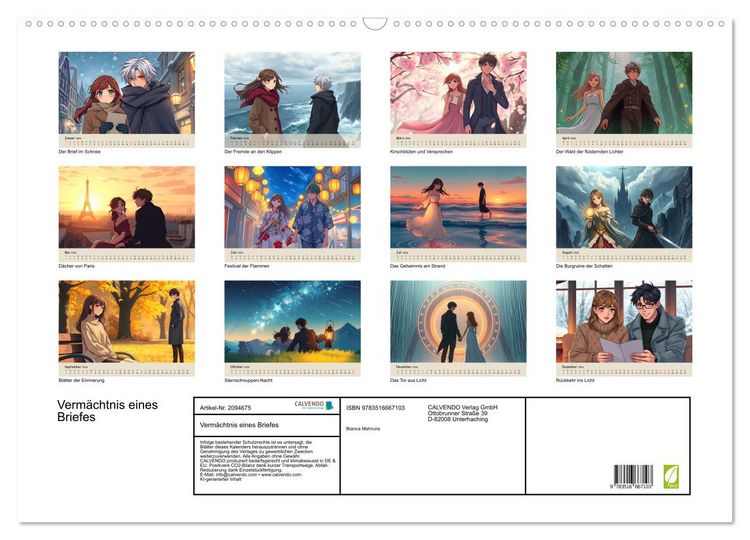 Produktbild: Verm&auml;chtnis eines Briefes (Wandkalender 2026 DIN A2 quer), CALVENDO Monatskalender