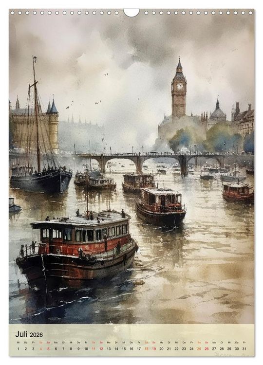 Produktbild: London - ein Regentag (Wandkalender 2026 DIN A3 hoch), CALVENDO Monatskalender