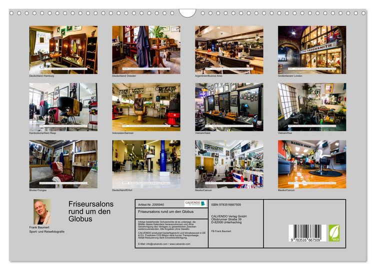 Produktbild: Friseursalons rund um den Globus (Wandkalender 2026 DIN A3 quer), CALVENDO Monatskalender