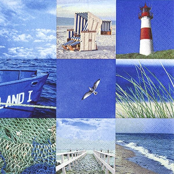 Produktbild: Home Fashion Servietten Maritime Collage 33x33cm 20 St&uuml;ck 3lagig