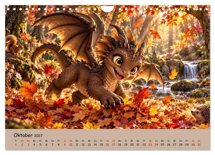 Produktbild: Kleine Fantasiedrachen und ihre Abenteuer (Wandkalender 2027 DIN A4 quer), CALVENDO Monatskalender