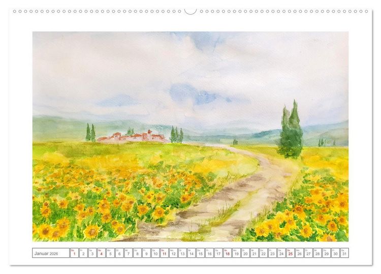 Produktbild: Im Rausch der Bl&uuml;ten - Farbenfroh gemalte Blumenwiesen (Wandkalender 2026 DIN A2 quer), CALVENDO Monatskalender
