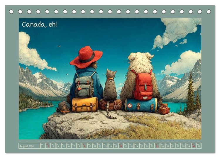 Produktbild: Weltenbummler. Hund und Katz auf Reisen (Tischkalender 2026 DIN A5 quer), CALVENDO Monatskalender
