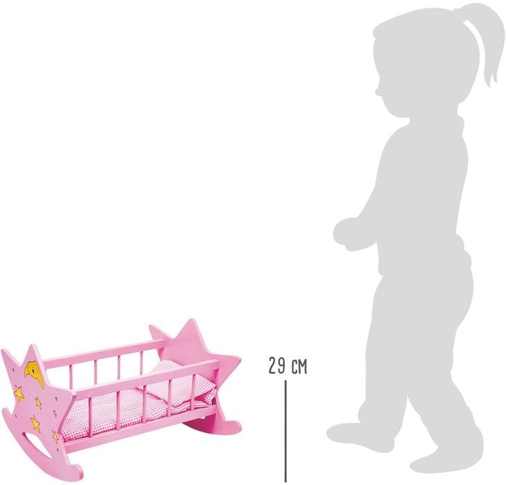 Produktbild: Small foot 2865 - Puppenwiege Stern, Holz, rosa/pink, Spielhöhe: 29cm