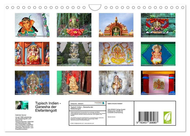 Produktbild: Typisch Indien - Ganesha der Elefantengott (Wandkalender 2026 DIN A4 quer), CALVENDO Monatskalender