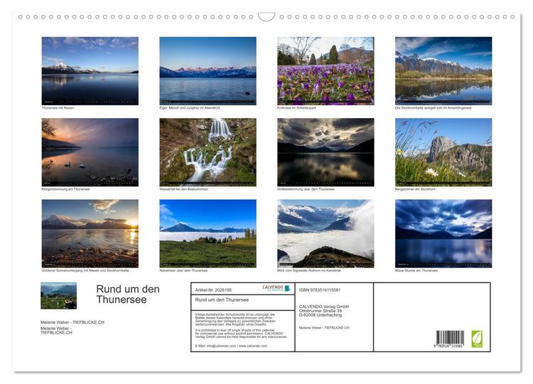 Produktbild: Rund um den Thunersee (Wandkalender 2026 DIN A2 quer), CALVENDO Monatskalender