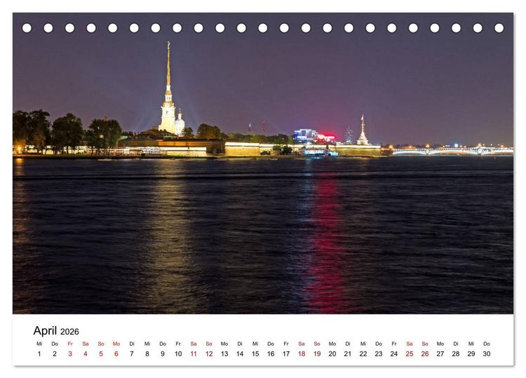 Produktbild: St. Petersburg bei Nacht (Tischkalender 2026 DIN A5 quer), CALVENDO Monatskalender