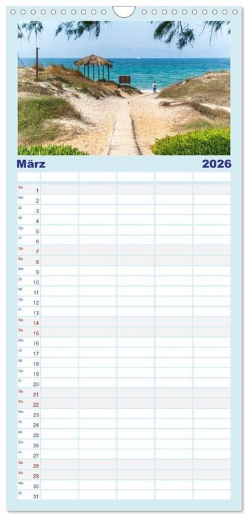 Produktbild: Familienplaner 2026 - Insel Kos - Str&auml;nde mit 5 Spalten (Wandkalender, 21 x 45 cm) CALVENDO