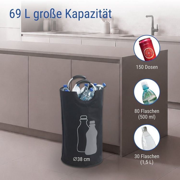 Flaschensammler Mod. Jumbo 69 L, Schwarz, Pfandflaschen Sammelbehälter aus Polyester kaufen