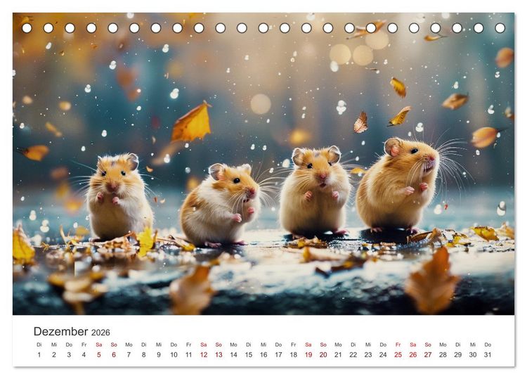Produktbild: Wild und flauschig - Hamster - Abenteuer in freier Natur (Tischkalender 2026 DIN A5 quer), CALVENDO Monatskalender