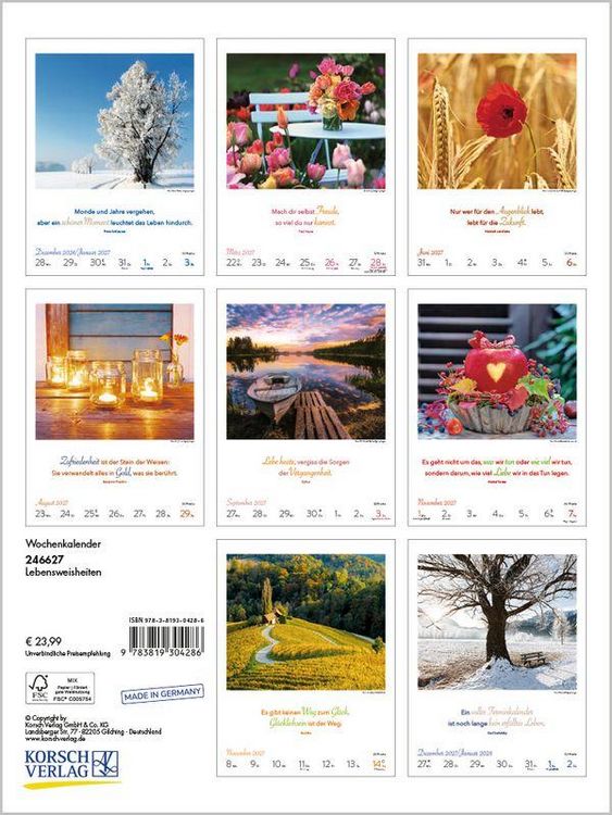 Produktbild: Literaturkalender Lebensweisheiten 2027